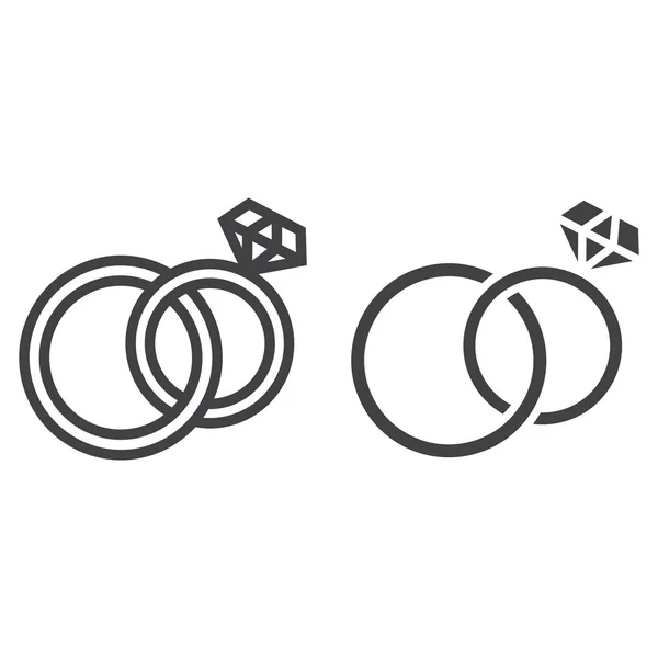 Wedding rings line and glyph icon — Stock Vector