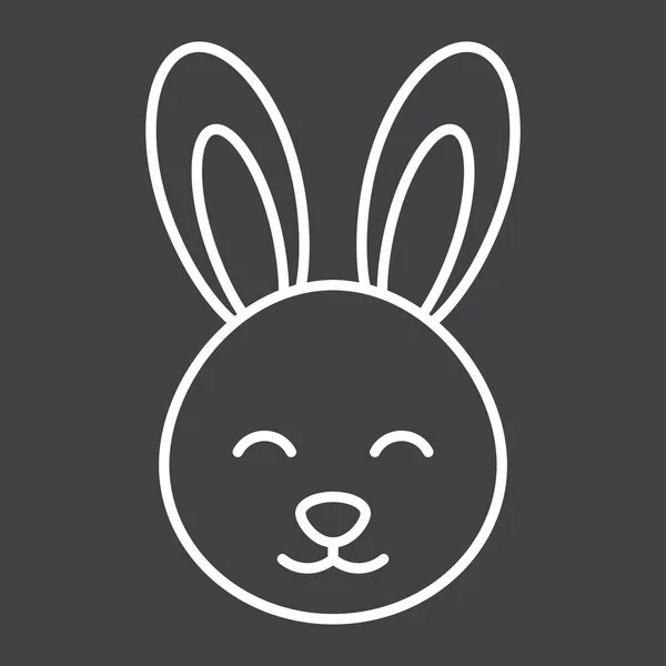 Icono de línea de conejo de Pascua, Pascua y vacaciones, gráficos vectoriales de signos de conejo, un patrón lineal sobre un fondo negro, eps 10 . — Vector de stock