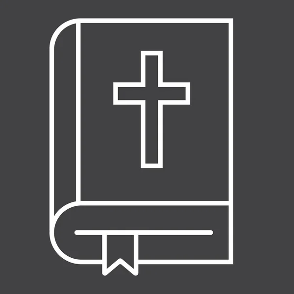 Bibeln ikon, påsk och holiday, boken tecken vektorgrafik, en linjär mönster på svart bakgrund, eps 10. — Stock vektor