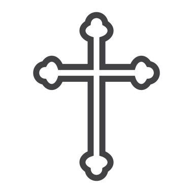 Din çapraz satırı simgesi, Paskalya ve tatil Hıristiyan işareti vektör grafikleri, doğrusal model beyaz bir arka planda eps 10.