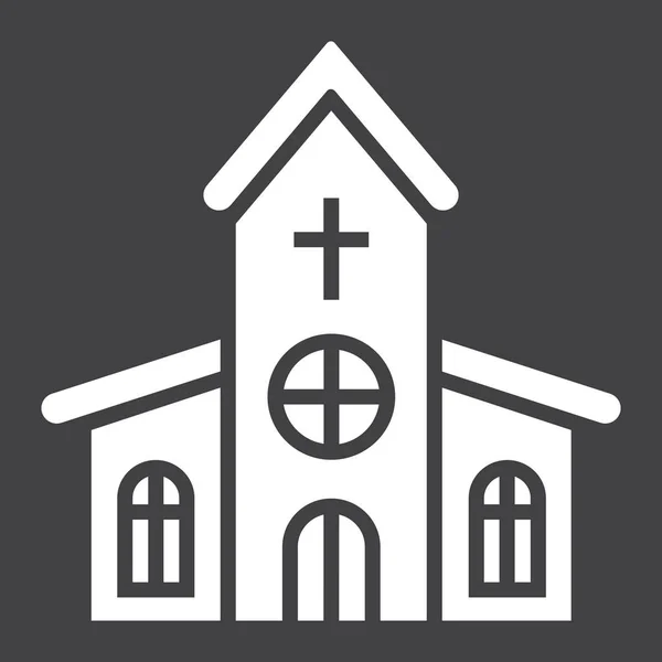 Icône de glyphe d'église, Pâques et vacances, graphiques vectoriels de signe de construction, un motif solide sur un fond noir, eps 10 . — Image vectorielle
