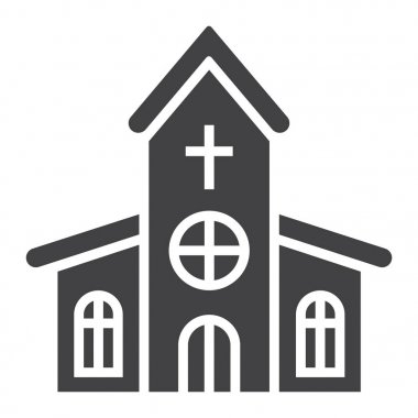 Kilise glif simgesi, Paskalya ve tatil, Bina oturum vektör grafikleri, beyaz bir arka planda eps 10 katı bir desen.