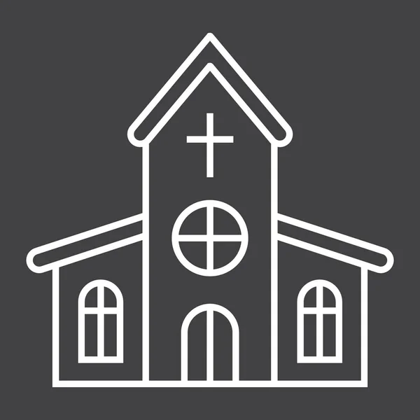 Icône de ligne d'église, Pâques et vacances, graphiques vectoriels de signe de construction, un motif linéaire sur un fond noir, eps 10 . — Image vectorielle
