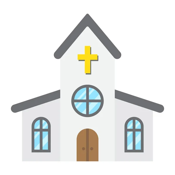Kirche flache Ikone, Ostern und Feiertag, Gebäude Zeichen Vektorgrafik, ein buntes durchgehendes Muster auf weißem Hintergrund, Folge 10. — Stockvektor