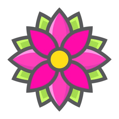 Çiçek Astra doldurulmuş anahat simgesi, Paskalya ve tatil, doğa işareti vektör grafikleri, beyaz bir arka planda eps 10 renkli çizgi deseni.