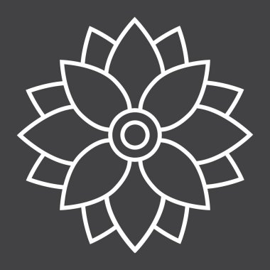 Çiçek Astra satırı simgesi, Paskalya ve tatil, doğa işareti vektör grafikleri, doğrusal model siyah bir arka plan, eps 10.