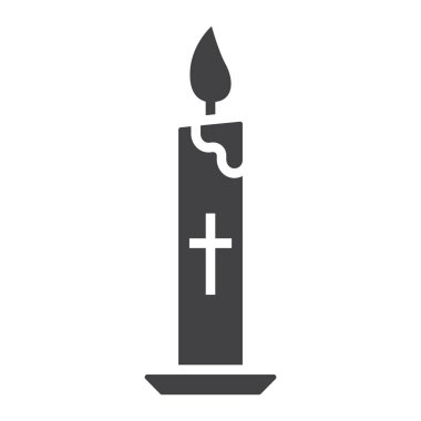 Paskalya mum glif simgesi, Paskalya ve tatil, işareti vektör grafikleri, beyaz bir arka planda eps 10 katı bir desen alev.