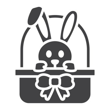 Paskalya tavşanı sepet glif simgesi, Paskalya ve tatil tavşan vektör grafikleri, beyaz bir arka planda eps 10 katı bir desen imzalamak..