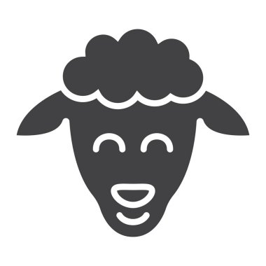 Koyun glif simgesi, Paskalya ve tatil, kuzu işareti vektör grafikleri, beyaz bir arka planda eps 10 katı bir desen.