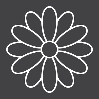 Çiçek satırı simgesi, Paskalya ve tatil, doğa işareti vektör grafikleri, doğrusal model siyah bir arka plan, eps 10.