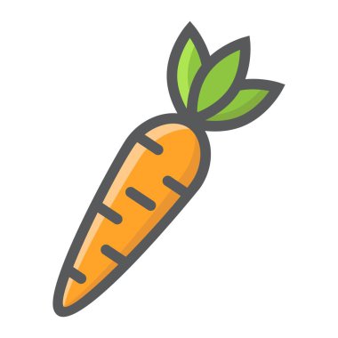 Dolu havuç anahat simgesi, sebze ve gıda, işareti vektör grafikleri, renkli çizgi desenini beyaz bir arka planda eps 10 diyet.