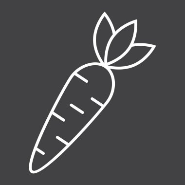 Havuç satırı simgesi, sebze ve gıda, işareti vektör grafikleri, doğrusal model siyah bir arka plan, eps 10 diyet.