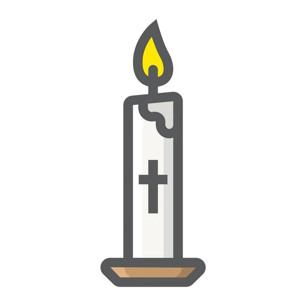 Великодня свічка заповнена контурною іконою, Великоднем і святом, знак полум'я векторна графіка, барвистий лінійний візерунок на білому тлі, eps 10 . — стоковий вектор