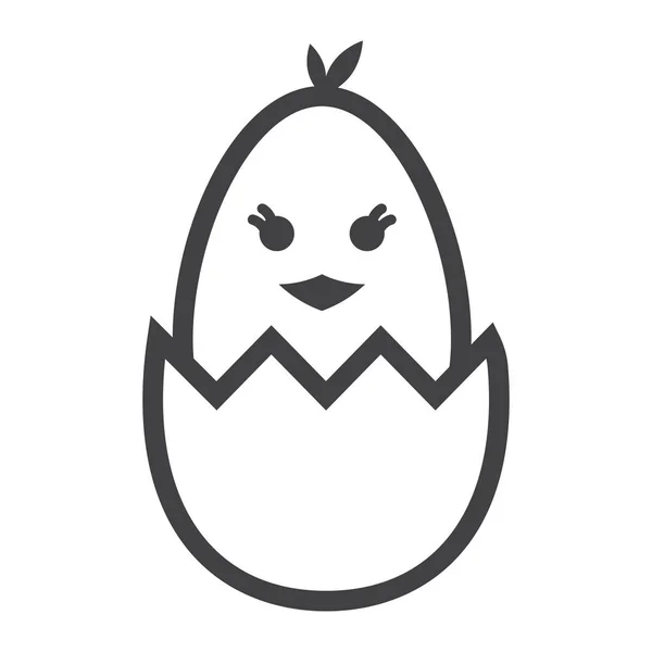 Chick hatched from an egg line icon, easter and holiday, bird sign vector graphics, a linear pattern on a white background, eps 10. — Stock Vector