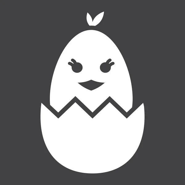 Poussin éclos d'une icône de glyphe oeuf, Pâques et vacances, graphiques vectoriels signe oiseau, un motif solide sur un fond noir, eps 10 . — Image vectorielle