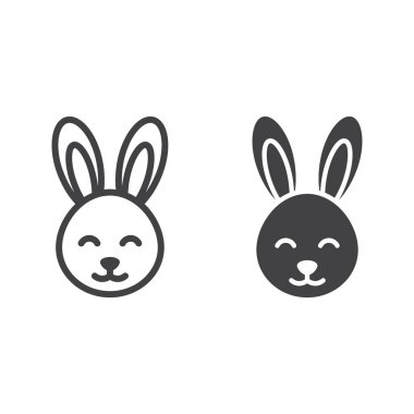 Paskalya tavşan çizgi ve glif simgesi, Paskalya ve tatil, tavşan işareti vektör grafikleri, doğrusal model beyaz bir arka planda eps 10.