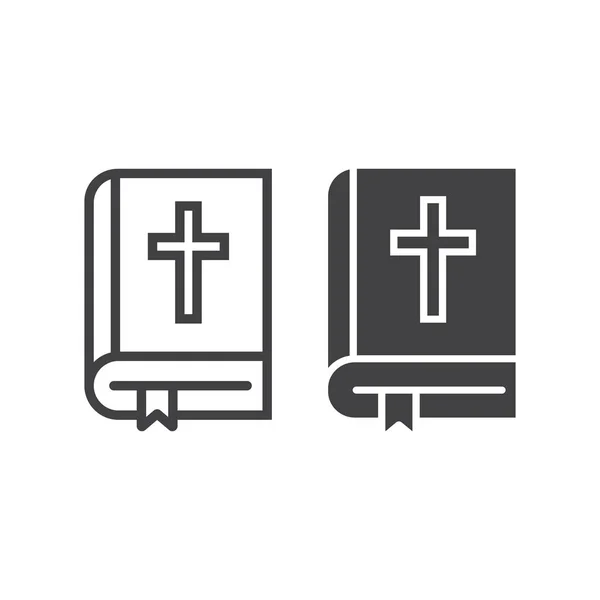 Biblii oraz ikona glifów, Wielkanoc i wakacje, książki znak wektor grafika, liniowy model na białym tle, eps 10. — Wektor stockowy