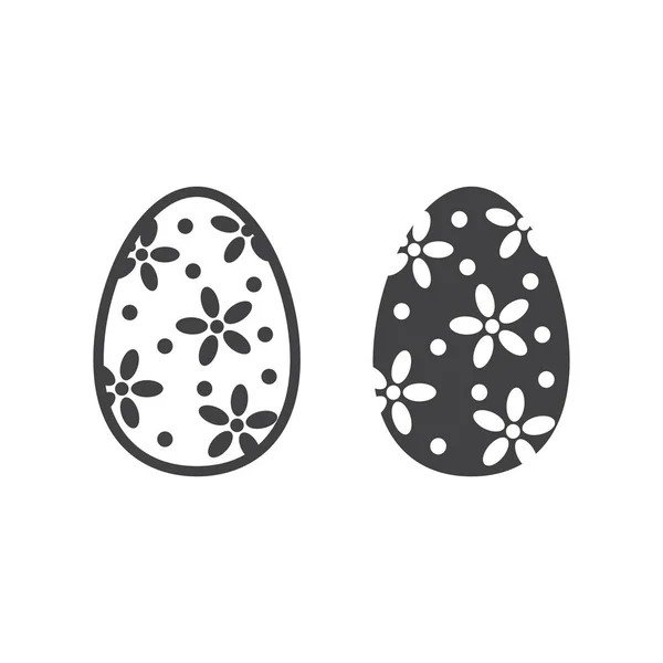 Línea de huevo de Pascua y el icono de glifo, Pascua y vacaciones, la celebración de gráficos vectoriales signo, un patrón lineal sobre un fondo blanco, eps 10 . — Vector de stock