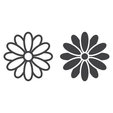 Çiçek çizgi ve glif simgesi, Paskalya ve tatil, doğa işareti vektör grafikleri, doğrusal model beyaz bir arka planda eps 10.