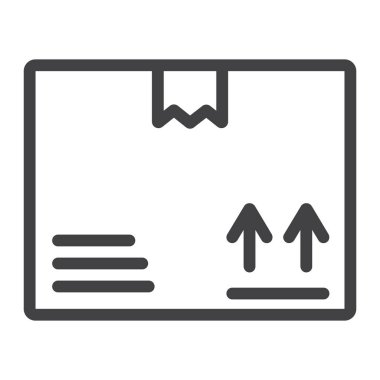 Karton kutu işareti vektör grafikleri, doğrusal model beyaz bir arka planda eps 10 karton kutu satırı simgesi, lojistik ve dağıtım,.