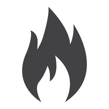 Yanıcı sembol glif simgesini, lojistik ve teslimat, yangın işareti vektör grafikleri, beyaz bir arka planda eps 10 katı bir desen.