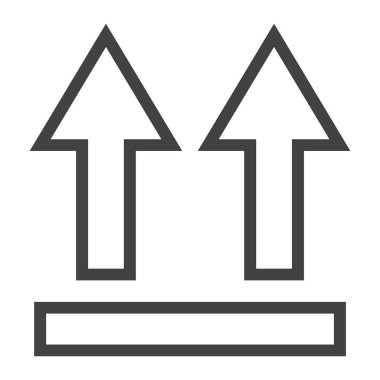 Bu tarafı yukarı sembolü satırı simgesi, lojistik ve teslim, okları vektör grafikleri, doğrusal model beyaz bir arka planda eps 10 oturum açın.