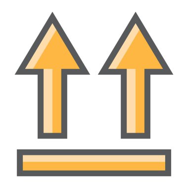 Bu yan kadar sembol doldurulmuş anahat simgesini, lojistik ve teslim, okları vektör grafikleri, renkli çizgi desenini beyaz bir arka planda eps 10 oturum açın.