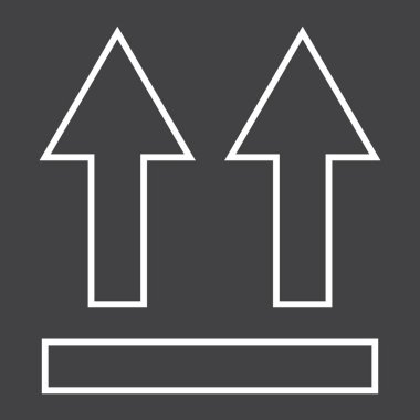 Bu tarafı yukarı sembolü satırı simgesi, lojistik ve teslim, okları vektör grafikleri, doğrusal model siyah bir arka plan, eps 10 oturum açın.