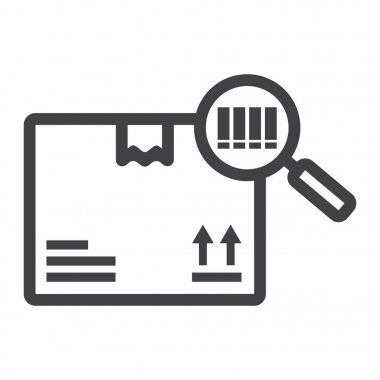 Parsel satırı simgesi, lojistik ve teslimat takibi, barkod işareti vektör grafikleri, beyaz bir arka planda eps 10 doğrusal bir desen bulmak.