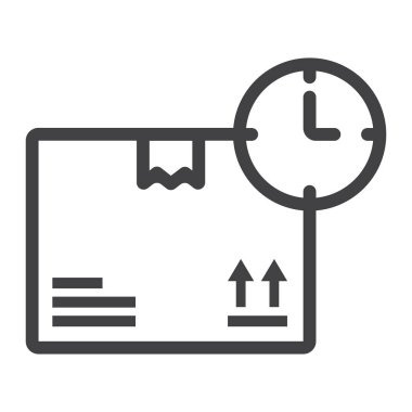 Teslimat zamanı satırı simgesi, lojistik ve teslimat, saat işareti vektör grafikleri, doğrusal model beyaz bir arka planda eps 10.