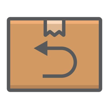 Anahat simgesi, lojistik ve teslimat iade nakliye dolu, karton kutu işareti vektör grafikleri, beyaz bir arka planda eps 10 renkli çizgi deseni.