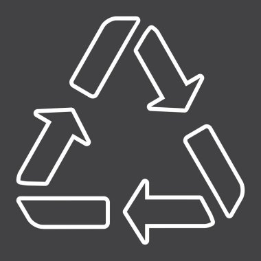 Geri dönüşüm sembolü satırı simgesi, Eko ve teslimat, okları vektör grafikleri, doğrusal model siyah bir arka plan, eps 10 üye.