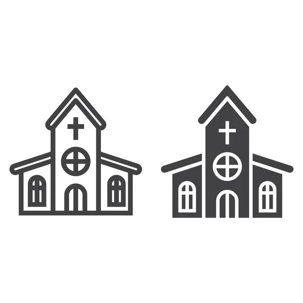 Icono de la línea de la iglesia y el glifo, Pascua y vacaciones, gráficos vectoriales de signos de construcción, un patrón lineal sobre un fondo blanco, eps 10 . — Vector de stock