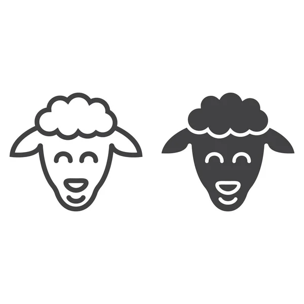 Sheep line and glyph icon, easter and holiday, lamb sign vector graphics, a linear pattern on a white background, eps 10. — Stock Vector