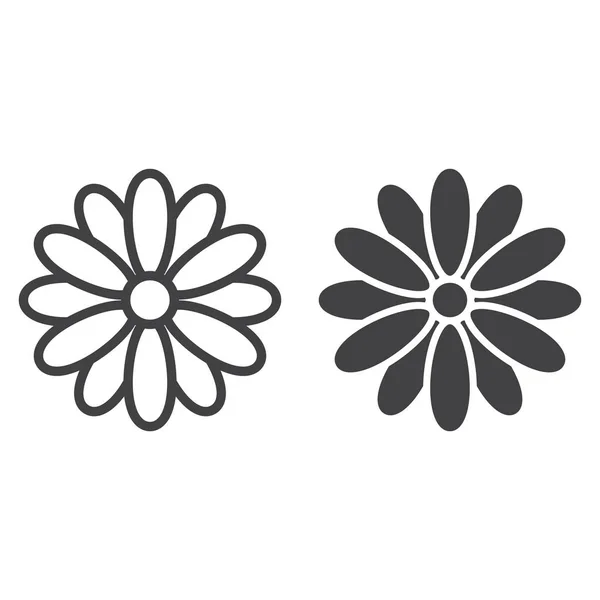 Flower line a ikony glyfů, Velikonoce a dovolená, příroda znamení vektorové grafiky, lineární vzor na bílém podkladu, eps 10. — Stockový vektor
