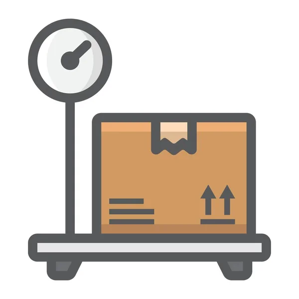 Caja en escala de almacenamiento llenado icono del contorno, logística y entrega, gráficos de vectores de signos de escala de plataforma, un patrón de línea de colores sobre un fondo blanco, eps 10 . — Vector de stock