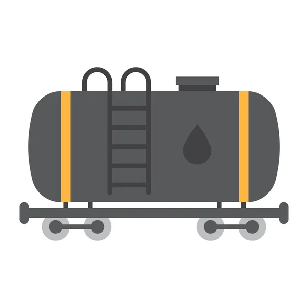 Cisterna tren de aceite icono plano, logística y entrega, gráficos vectoriales signo ferroviario de carga, un patrón sólido de colores sobre un fondo blanco, eps 10 . — Vector de stock