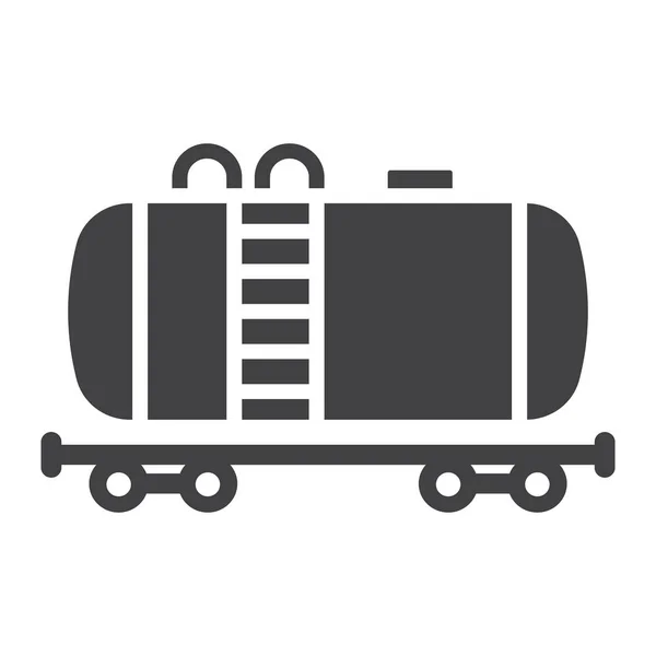 Zisterne Öl Zug Glyphen-Symbol, Logistik und Lieferung, Cargo-Eisenbahn-Zeichen Vektorgrafik, ein durchgehendes Muster auf weißem Hintergrund, Folge 10. — Stockvektor