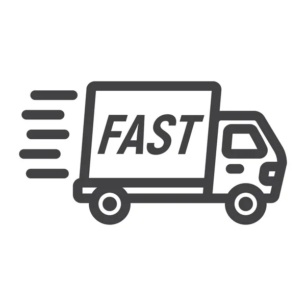 Icône de ligne d'expédition rapide, camion logistique et de livraison, graphiques vectoriels de signe de boîte en carton, un motif linéaire sur un fond blanc, eps 10 . — Image vectorielle