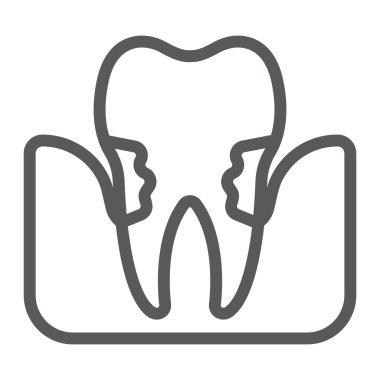 Periodontitis satırı simgesi, stomatology ve diş, periodontal diş vektör grafikleri, doğrusal model beyaz bir arka planda eps 10 üye.