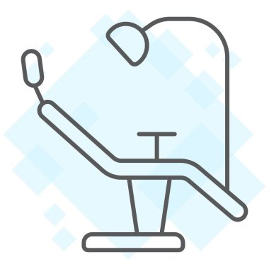 Dişçi koltuğu ince çizgi simgesi, stomatology ve diş, cerrahi işareti vektör grafikleri, doğrusal model beyaz bir arka planda eps 10.