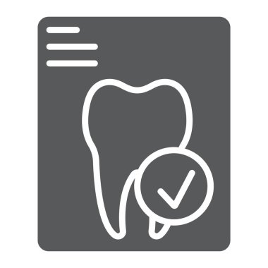 Diş diş rapor glif simgesi, stomatology ve diş, belge işareti vektör grafikleri, beyaz bir arka planda eps 10 katı bir desen.