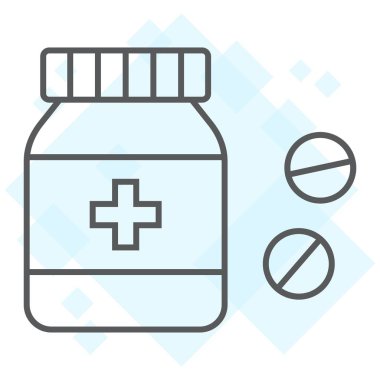 Hapları şişe ince çizgi simgesi, tıbbi ve sağlıklı, uyuşturucu vektör grafikleri, doğrusal model beyaz bir arka planda eps 10 oturum..