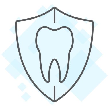 Diş koruma ince çizgi simgesi, stomatology ve diş hekimliği, diş kalkan işareti vektör grafikleri, doğrusal model beyaz bir arka planda eps 10.