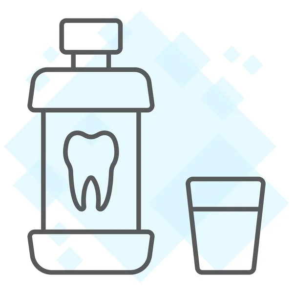 Mouthwash bottle thin line icon, stomatology and dental, care sign vector graphics, a linear pattern on a white background, eps 10. — Stock Vector