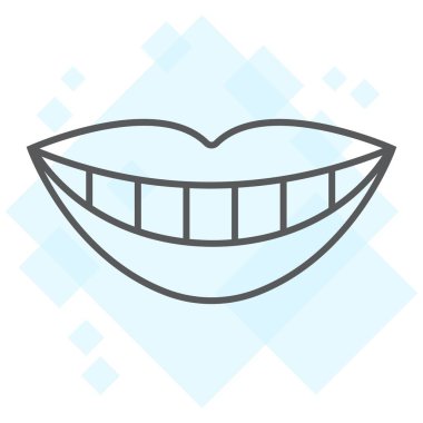 Gülümseme beyaz diş ince çizgi simgesi, stomatology ve diş ile dudakları işareti vektör grafikleri, doğrusal model beyaz bir arka planda eps 10.