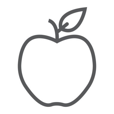 Apple satırı simgesi, diyet ve meyve, sağlıklı gıda işareti vektör grafikleri, doğrusal model beyaz bir arka planda eps 10.