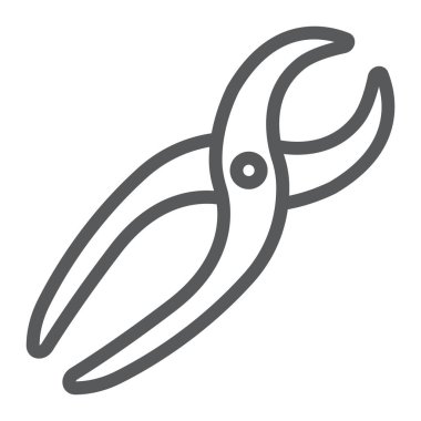 Diş pense satırı simgesi, stomatology ve diş, tıbbi kerpeten vektör grafikleri, doğrusal model beyaz bir arka planda eps 10 üye.