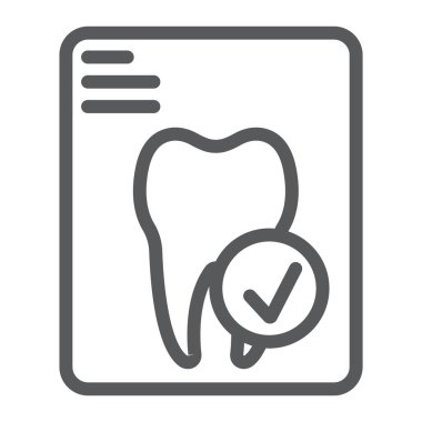 Diş diş rapor satırı simgesi, stomatology ve diş, belge işareti vektör grafikleri, doğrusal model beyaz bir arka planda eps 10.