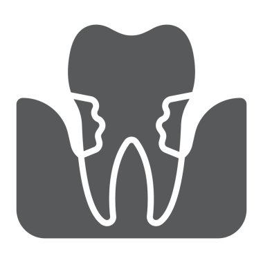 Periodontitis glif simgesi, stomatology ve diş, periodontal diş vektör grafik, bir katı model beyaz bir arka planda eps 10 üye.